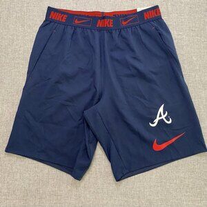 Nike Atlanta Braves Mens Medium Prime Time Logo Dri-Fit Practice Shorts New